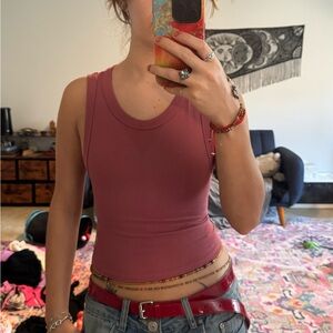 FP Movement by Free People Ribbed Tank Top - Dusty Rose